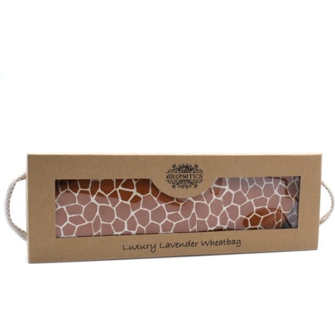 Luxe Lavendel Tarwezak in Geschenkdoos - Kersenpitkussen - Warmtekussen - Madagaskar Giraf Print