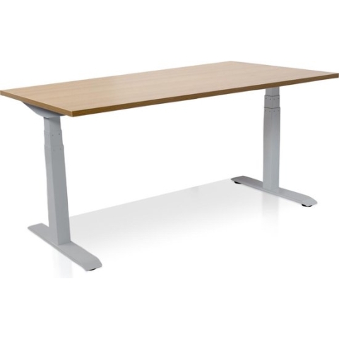 Zit-sta bureau elektrisch verstelbaar - MRC PRO NEN-EN 527 | 180 x 80 cm | frame aluminium - blad havanna | Memory functie met USB | 150kg draagvermogen