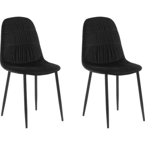 Gestoffeerde eetkamerstoelen set van 2 in fluweel zwart