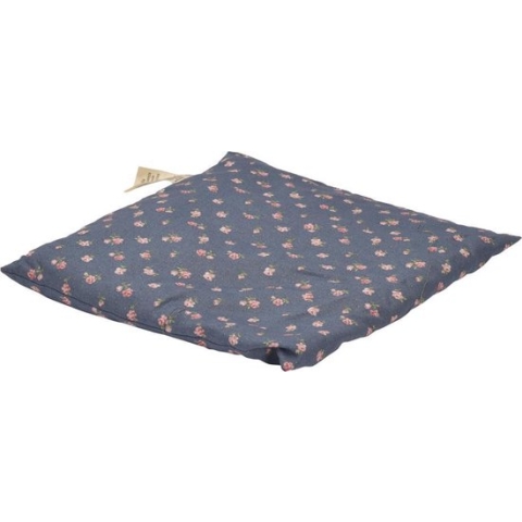 Druivenpitkussen Classico - 24 x 25cm - Donkerblauw met Roze Bloemen