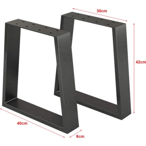 Stalen onderstel Marstal set van 2 tafelpoot 42x30-40 cm zwart mat
