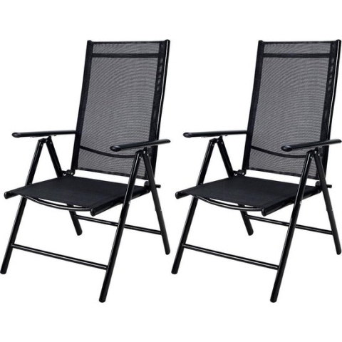 Casaria - Aluminium Tuinstoel – Verstelbaar – 2 Stuks - Antraciet