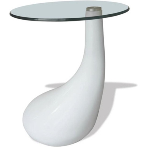vidaXL Salontafel met rond glazen tafelblad hoogglans wit