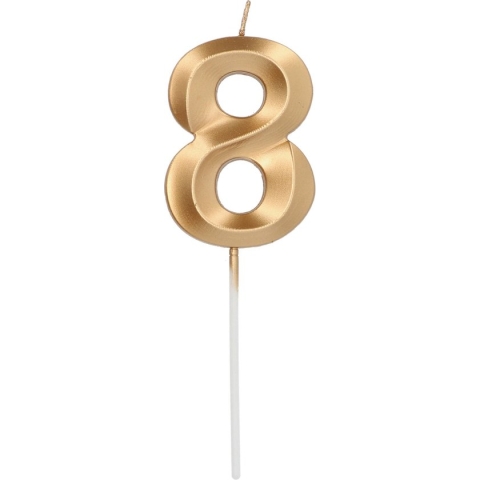 Folat - Kaars Glamour Goudkleurig Metallic - cijfer 8