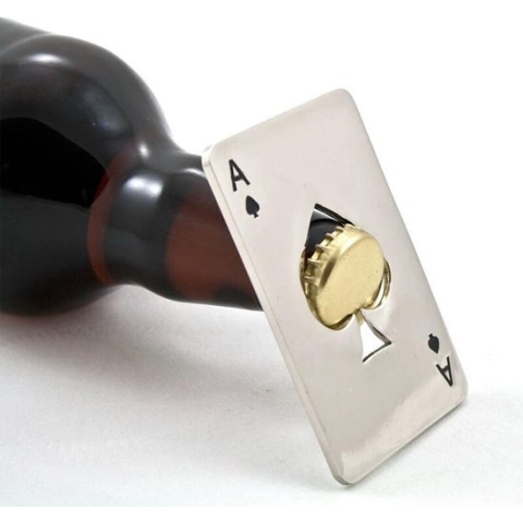 Flesopener - Bieropener kaart Schoppen Aas