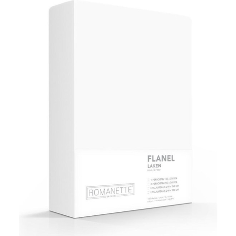 Romanette - Flanel - Laken - Lits-jumeaux - 240x260 cm - Wit