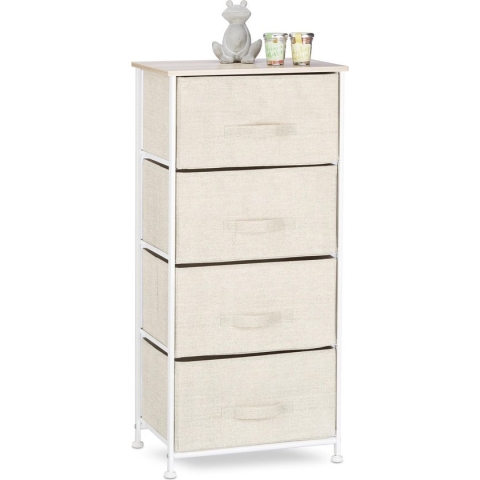 Relaxdays ladekast metaal - ladeblok - commode - beige manden - ladesysteem - bijzetkast - B