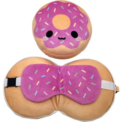 Reiskussen & Slaapmasker - Relaxeazzz Adorasnacks Donut Rond - 14x15x10,5cm/15x17x5cm