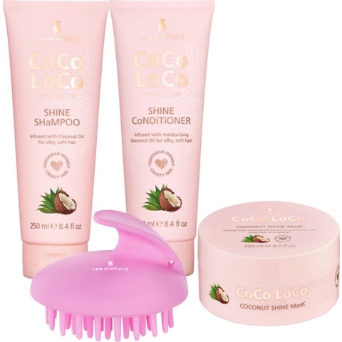 Lee Stafford CoCo LoCo & Agave - Geschenkset - Shampoo, Conditioner & Haarmasker - Voor Droog & Fultoos Haar - met Massageborstel
