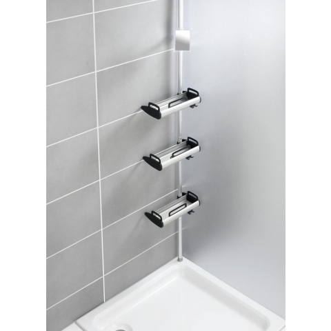 Douche rek telescopic aluminium 70-230cm / 3 bakjes en spiegeltje