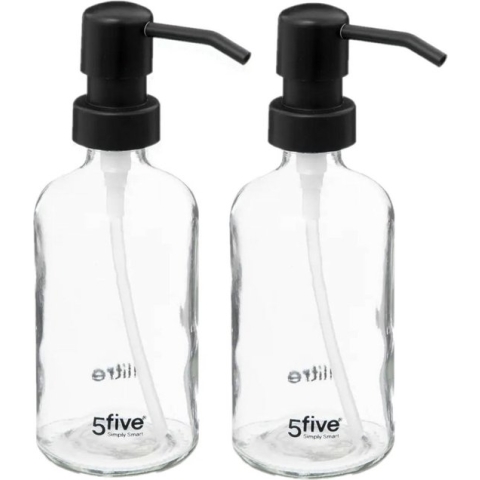5five Zeeppompjes/zeepdispensers van glas - 2x stuks - 250 ml
