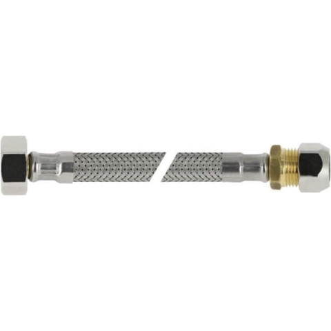 Flexibele aansluitslang - rvs gevlochten - knel x binnendraad - 12mm x 1/2 - DN8 - lengte 35cm