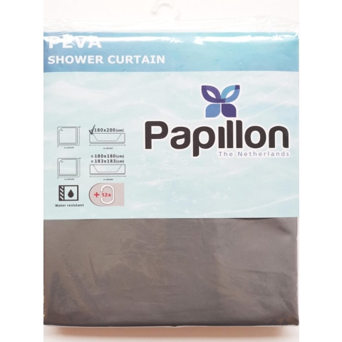 Papillon - Douchegordijn - PEVA - 180x200 cm - Donkergrijs