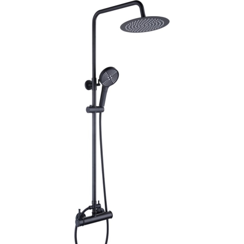Doucheset - zwart - regendouche 25 cm - verstelbaar