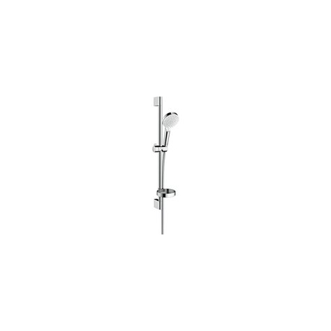 hansgrohe crometta vario doucheset 65 cm - 2 straalsoorten - met zeepschaal - wit/ chroom - diameter handdouche 100 mm