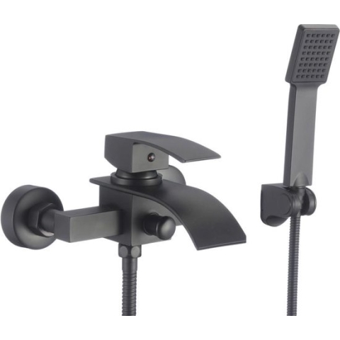 Badkraan - waterval - met handdouche - mat zwart