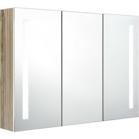 vidaXL-Badkamerkast-met-spiegel-en-LED-89x14x62-cm-wit-en-eikenkleurig