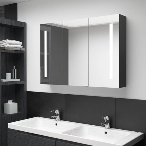 vidaXL-Badkamerkast-met-spiegel-en-LED-89x14x62-cm-glanzend-zwart