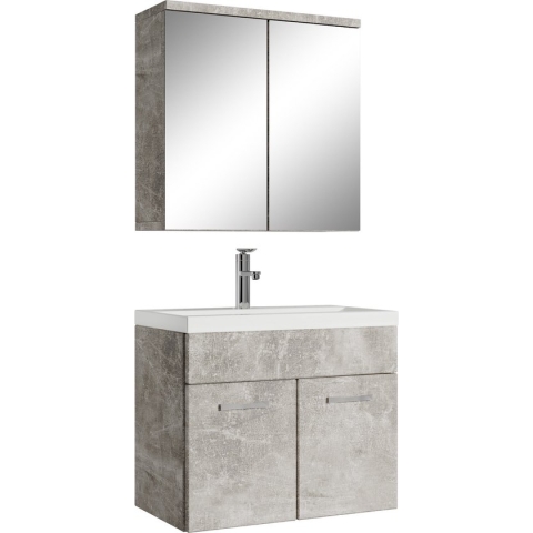 Badplaats Badkamermeubel Set Montreal 01 60 cm - Beton Grijs - Badmeubel met spiegelkast