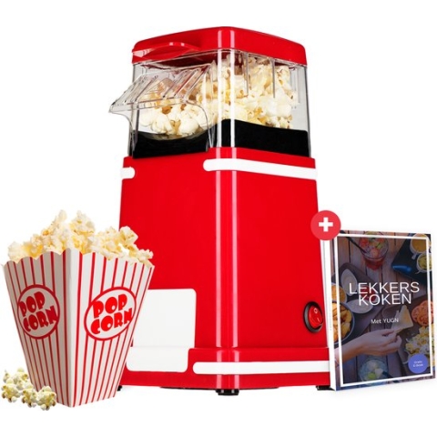 YUGN RETRO Popcorn machine - Nostalgische Popcornmachine Voor Thuis - Popcorn maker - 1200 W - Kleur Rode - eBook toegang - Cadeau tip - Sinterklaas
