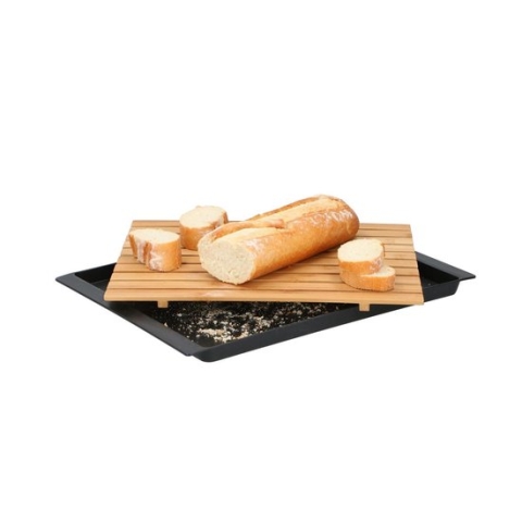 Broodplank met kruimelopvangbak - bamboe - 38x27x2cm
