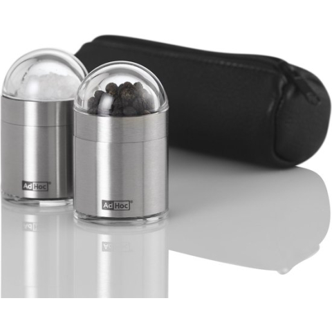Adhoc - Peknick To Go Peper- en Zoutmolen Set van 3 Stuks - Zilver