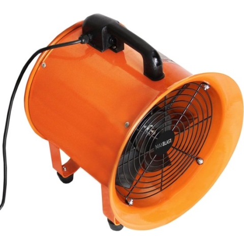 MAXBLAST Professionele Ventilator + 12 meter opvouwbare slang - Ø 250 mm - 320 W - afzuiger stofafzuiging