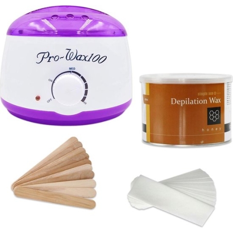 Waxapparaat starterset 100Watt - wit/paars. Incl. blik en 10 strips.