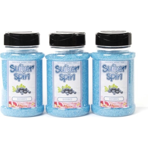 Accessoire voor suikerspinmachine - Suikerspinsuiker bosbes - 3 x pot á 400 gram