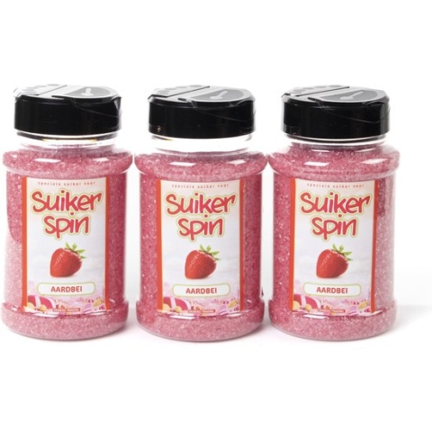 Accessoire voor suikerspinmachine - Suikerspinsuiker aardbei - 3 x pot á 400 gram
