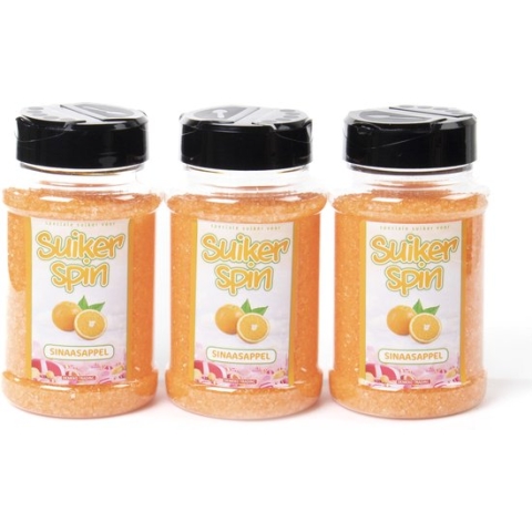 Accessoire voor suikerspinmachine - Suikerspinsuiker sinaasappel - 3 x pot á 400 gram