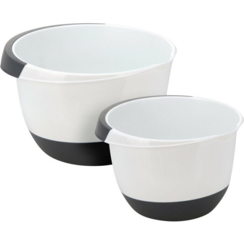 Excellent Houseware Beslagkom/mengkom/roerkom - 2x stuks - kunststof - wit