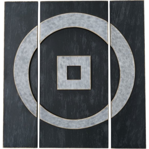 Wanddecoratie - Vierkant - 3d - 97x89cm. - Grijs - Metaal