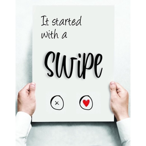 Wandbord: It started with a swipe! - 30 x 42 cm