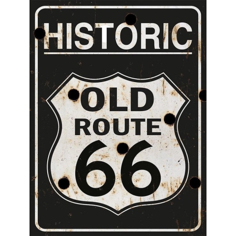 Signs-USA - Historic Old Route 66 - bullets - Wandbord - 33 x 44 cm