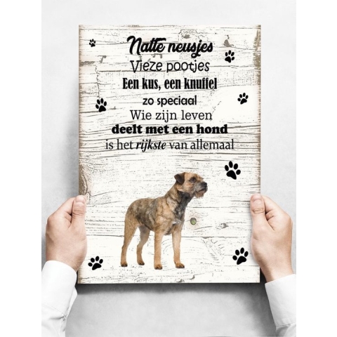 Wandbord Hond: Border Terriër - 30 x 42 cm