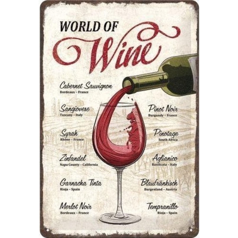 World Of Wine - Metalen Wandplaat