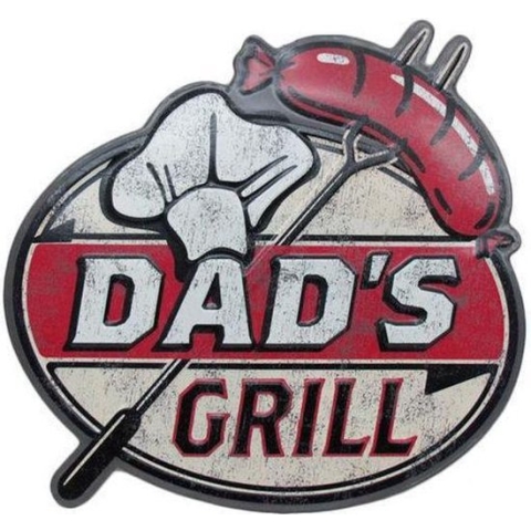 Signs-USA Dad's Grill - Retro Wandbord - Metaal - 33x33 cm