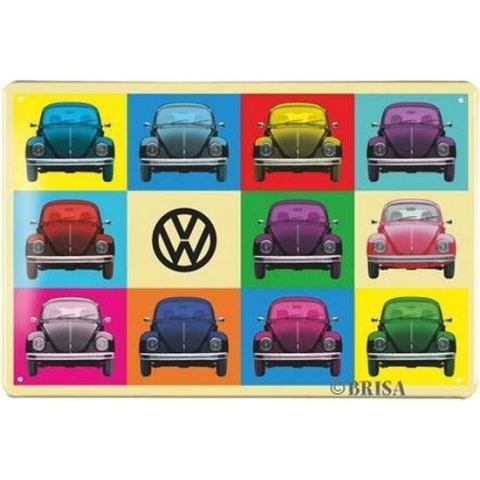 VW Beetle Metalen Bord 30x20cm - Meerkleurig