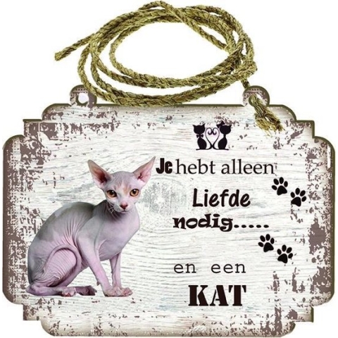 Spreukenbordje Kat: Naaktkat
