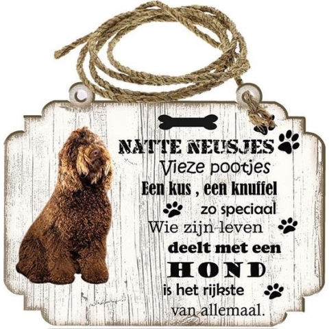 Spreukenbordje hond: Barbet