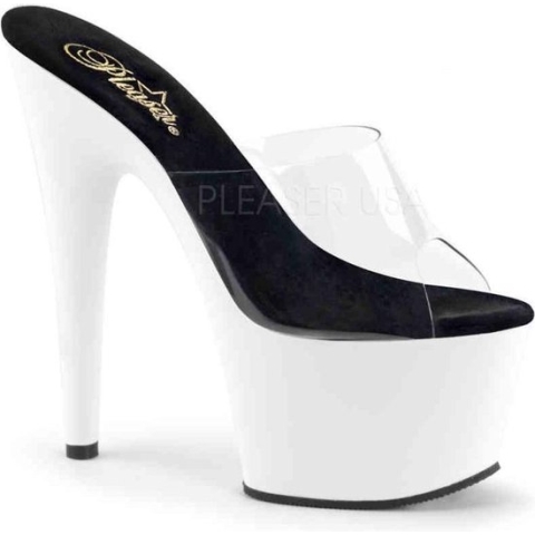 Pleaser Muiltjes -40 Shoes- ADORE-701UV Paaldans schoenen Transparant/Zwart