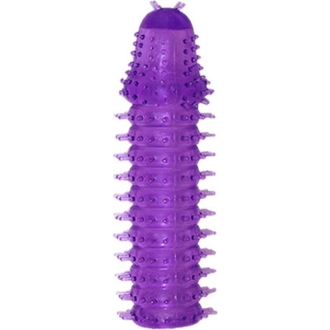 Paarse penis sleeve met ribbels