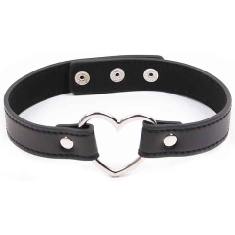 Collar with Heart Shaped Hoop Adjustable 41,5 cm Black