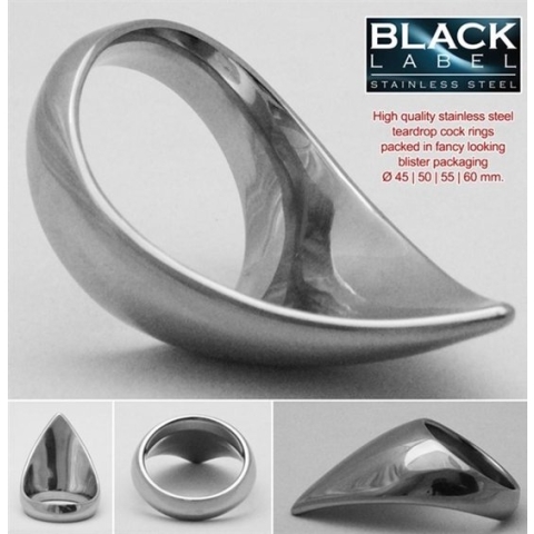 Stainless steel teardrop cock ring 45 mm.