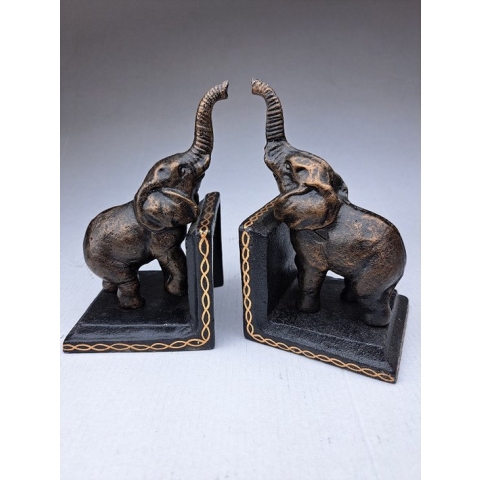 Denza - Gietijzeren boekensteun Olifant - 2 stuks - gietijzer - elefant - BZ-552350