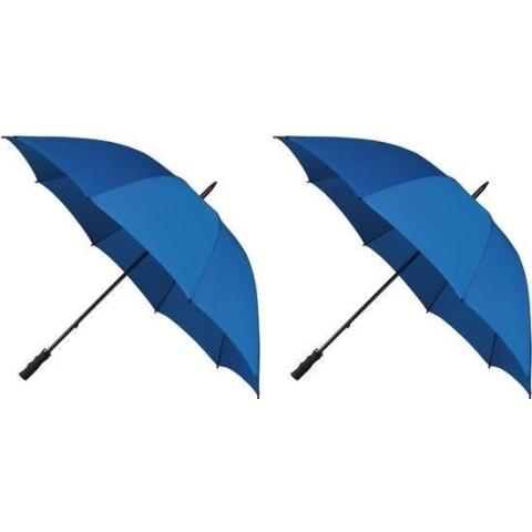 2x Golf stormparaplus donkerblauw windproof 130 cm - Stormproof paraplus