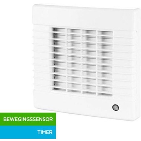 Badkamerventilator Ø 100 mm Louvre met bewegingsensor en timer wit