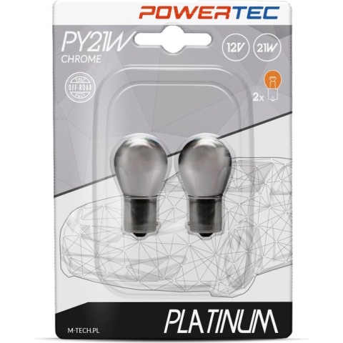 Powertec PY21W / BAU15s 12V - Platinum Chroom - Set