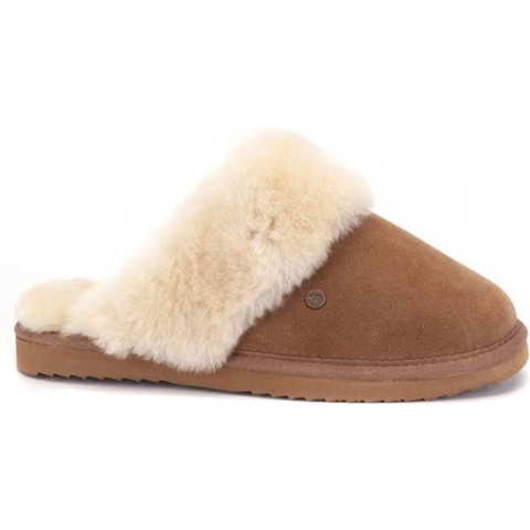 Warmbat Flurry Women Suede Dames Sloffen - Cognac - Maat 39
